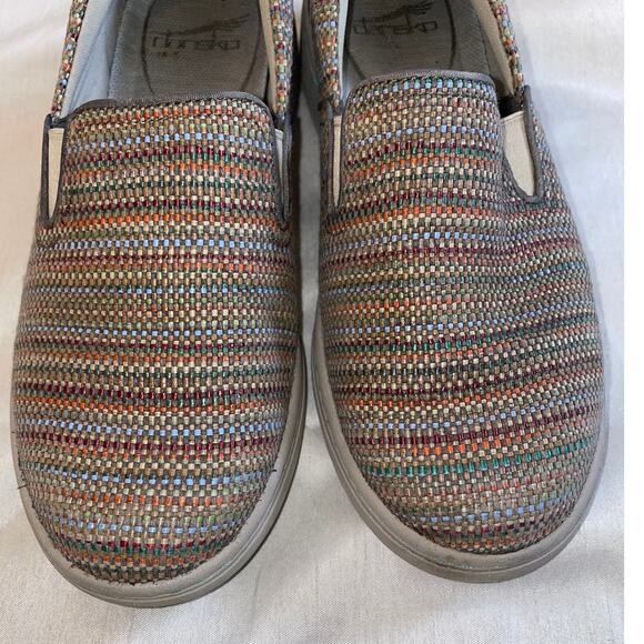 Dansko Belle Slip On Sneakers - Women's Size 37 - Textured Canvas Striped Shoes - Picture 3 of 10